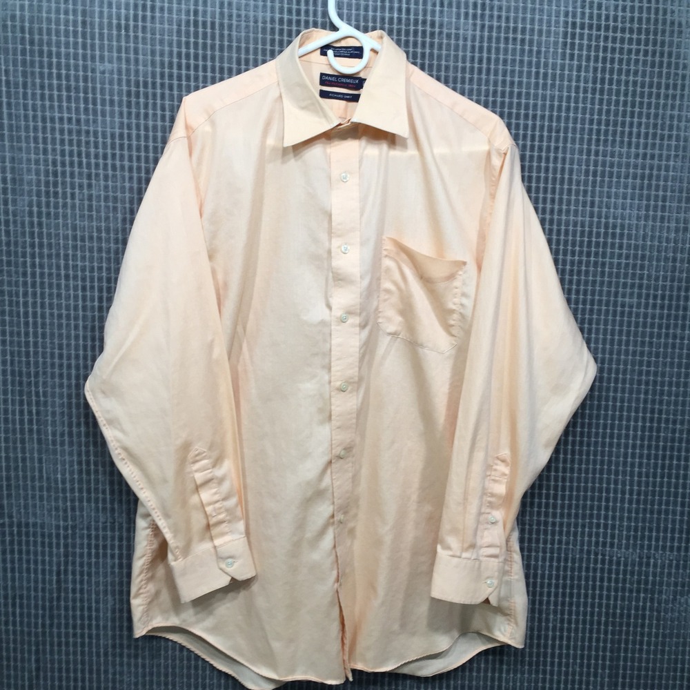 Daniel Cremieux Richard Shirt Mens 16.5 34 Peach Cotton Button Down‎ Dress Shirt